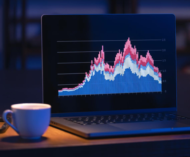 Laptop with stock market graph opened in the browser