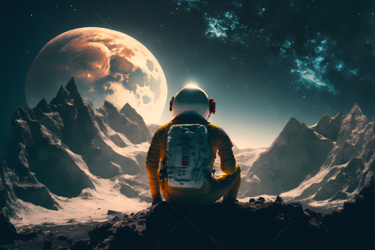 Astronaut on the Moon, looking towards Earth Astronaut on the Moon, looking towards Earth